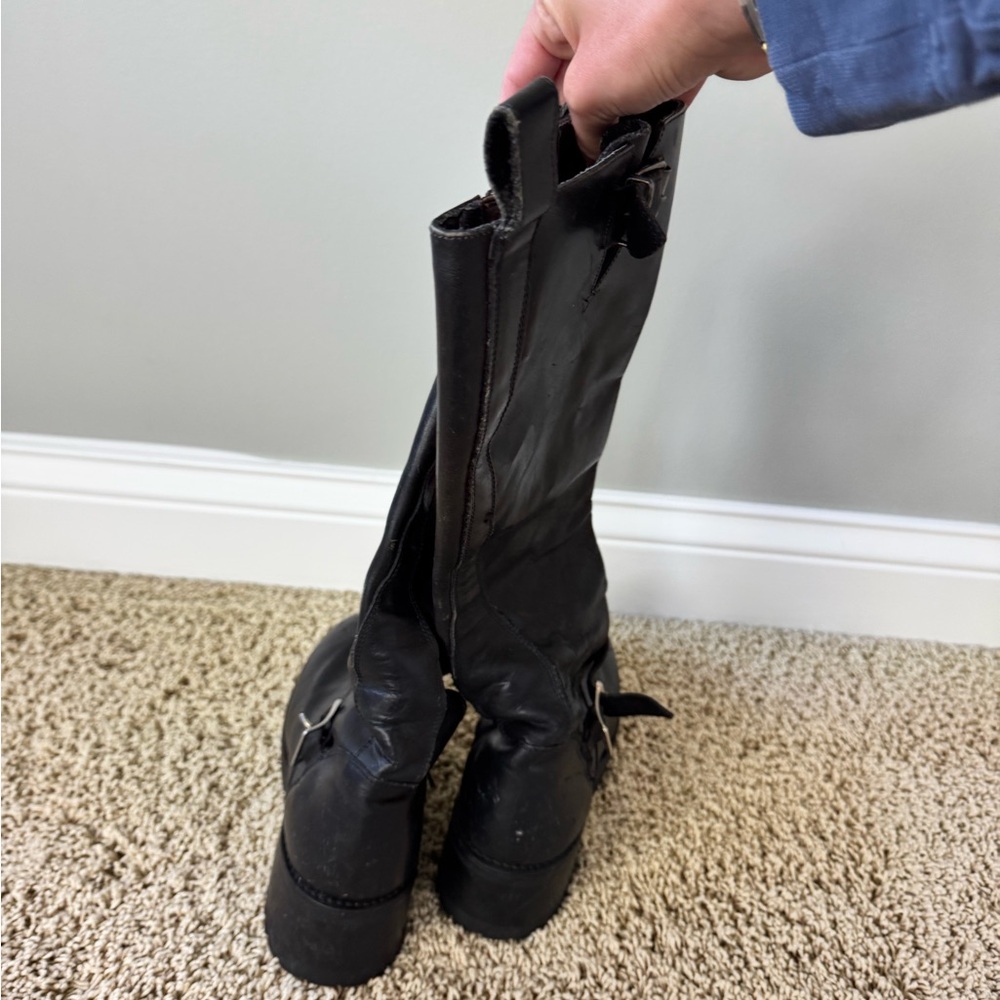 Distressed American Vintage Black knee high Leather Boots